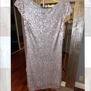 Donna Morgan Silver Sequin Mini Dress